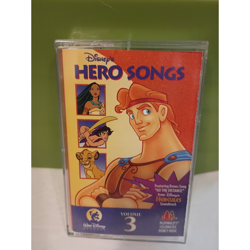 Disney Hero Songs Volume 3 Cassette Tape 1997 McDonalds Hercules Aladdin Simba